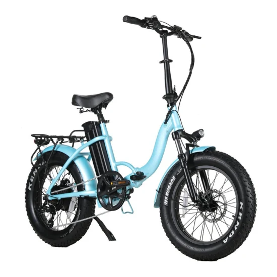 리튬 배터리가 장착된 20인치 스텝스루 지방 타이어 접이식 비치 크루저 전기 도시 자전거